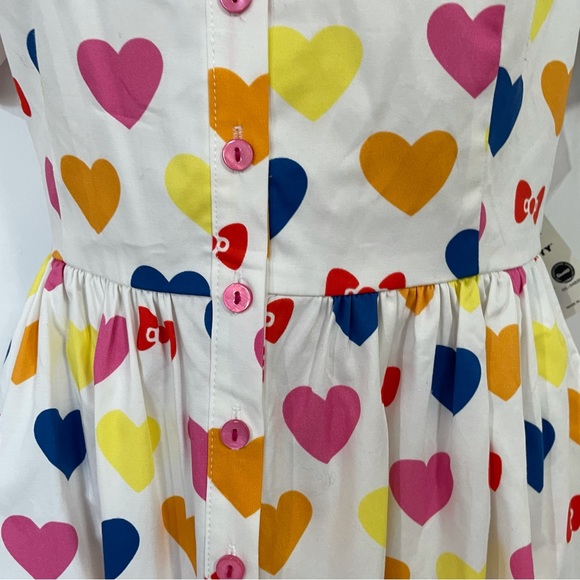 ModCloth Hello Kitty Gift You My Heart Swing Dress NWT Womens 8 White Colorful - Picture 3 of 10